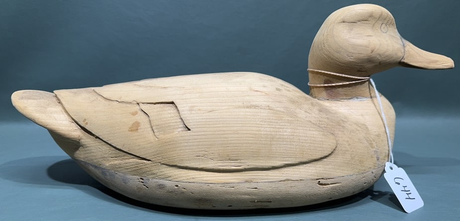 SEAN TERRY UNPAINTED / NATURAL WOOD MALLARD: ~ 16" X 7"