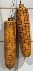 2 SEAN TERRY WOODEN CARVED CORN DECOYS