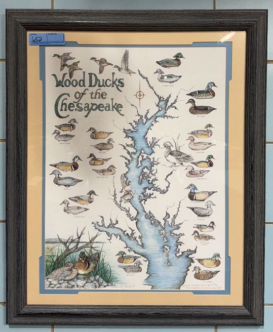 VALERIE LLOYD "WOOD DUCK OF THE CHESAPEAKE" PRINT: ~ 30-1/2" X 25"