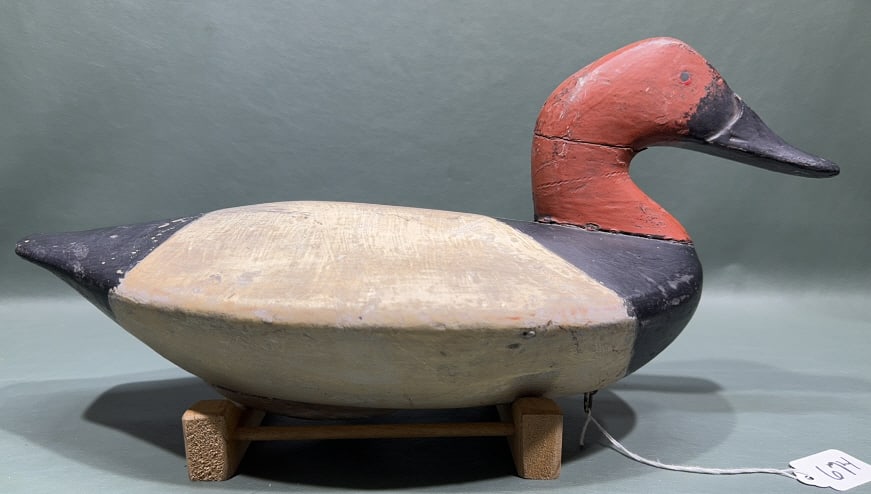 HENRY DAVIS REPAINTED CANVASBACK DECOY: ~ 16" X 7-1/2"