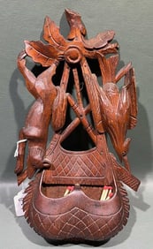 CARVED WOODEN WALL HANGING MATCH HOLDER