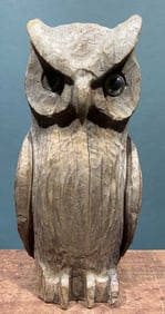 CARVED WOODEN OWL