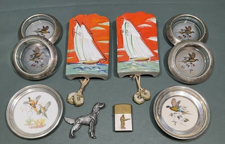 SHIP WALL POCKETS, PHEASANT COASTERS, LIGHTER LOT
