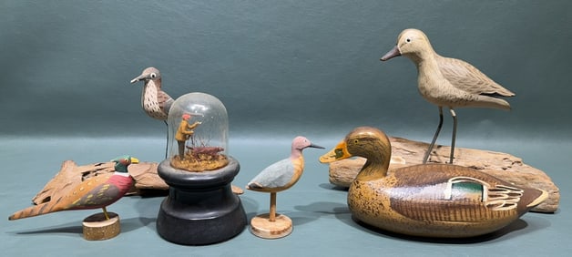 LOT OF VARIOUS SHORE BIRDS, MINIATURE DECOY &