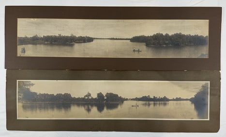 2 GW SCHAEFER PANORAMIC PHOTOS OF MEN TONGING ON