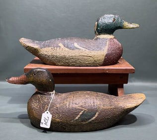 PAIR OF ANIMAL TRAP MALLARDS