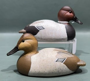 PAIR OF PAUL LODER MINIATURE CANVASBACKS