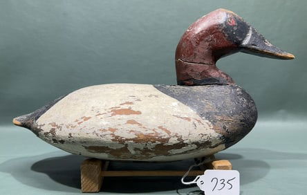 UPPER BAY CANVASBACK DECOY W/WORKING REHEAD
