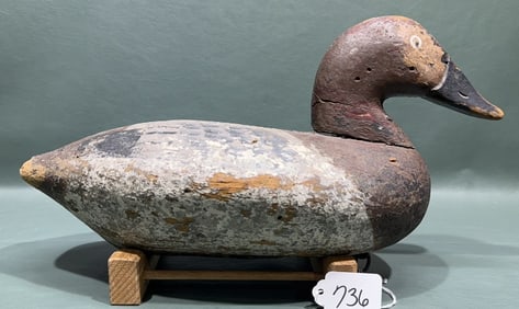 UPPER BAY CANVASBACK DECOY W/WORKING REHEAD