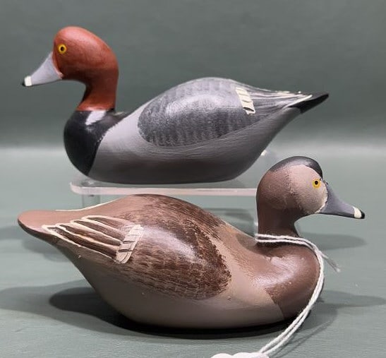 PAIR OF CLARENCE BAUER MINIATURE REDHEADS 1989: ~ 6" X 3"