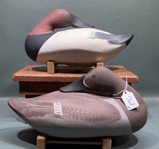 PAIR OF JIM PIERCE SLEEPER CANVASBACKS: ~ 13-1/2" X 7"
