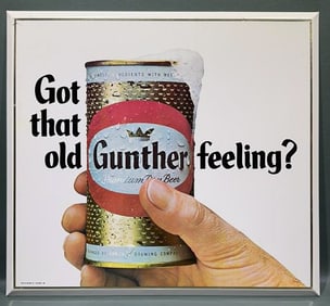 METAL GUNTHER BEER ADVERTISING SIGN