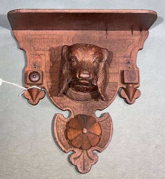 CARVED WALL SHELF FROM GREEN RIVER HUNT CLUB: ASSATEAGUE ~11" X 10-1/2"