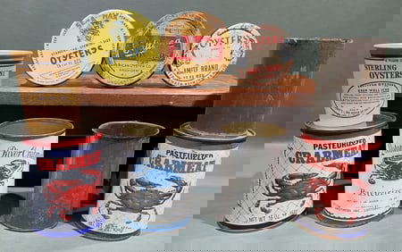 BOX OF 9 OYSTER & CRAB MEAT CANS