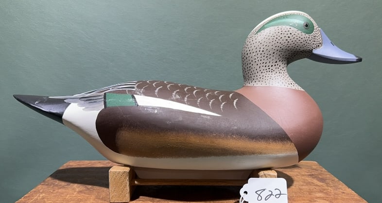 ANDY ZIELINCHI WIDGEON DECOY: ~15" X 7-1/2"