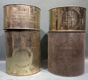 FOUR STOCK OYSTER CANS WOODFIELD, ROBINS,