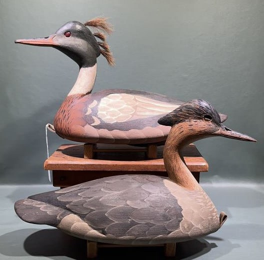 PAIR OF ROBBIE LEWIS OVER SIZE MERGANSERS: ~ 19-1/2" X 10-1/2"