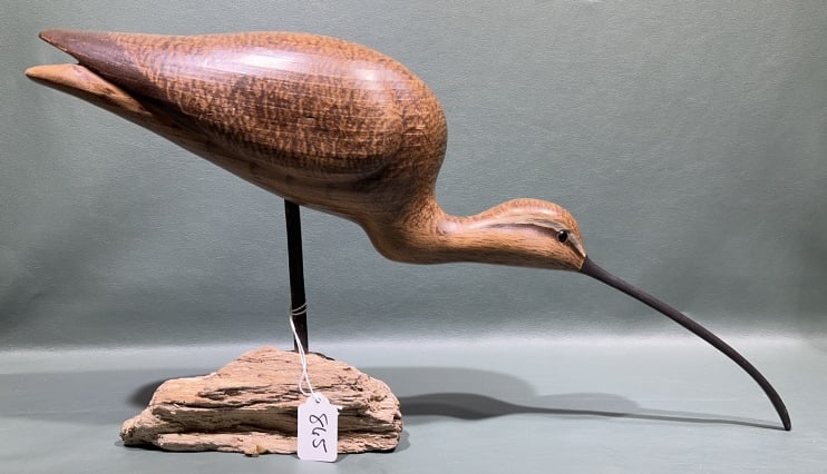 OVER SIZE SIGNED BOWMAN CURLEW SHORE BIRD: ~ 11" X 24"
