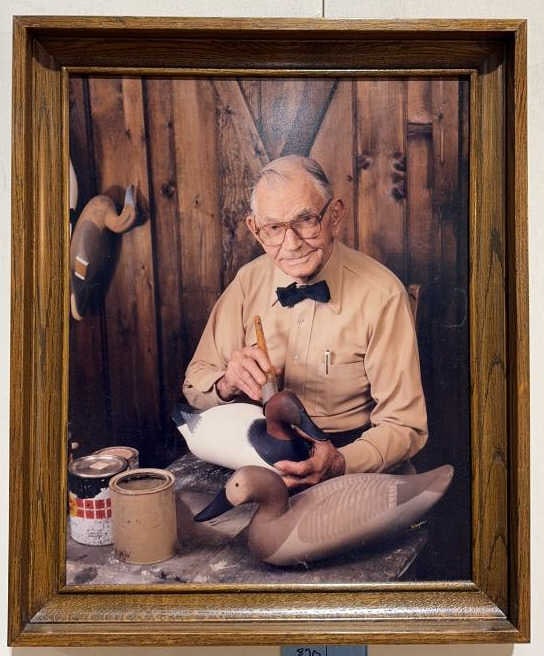 PHOTOGRAPH OF MADISON MITCHELL PAINTING CANVASBACK: IN AN OAK FRAME ~ 23-1/2" X 19-1/2"
