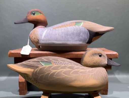 PAIR OF RON LABER GREEN-WINGED TEAL: ~ 13" LONG