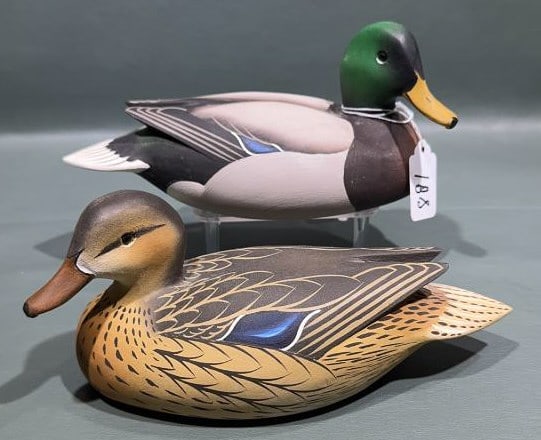 PAIR OF BILL JOINER QUARTER SIZE MALLARDS: ~ 9" LONG
