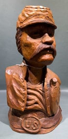 CARVED WOOD CIVIL WAR SOLDIER BUST