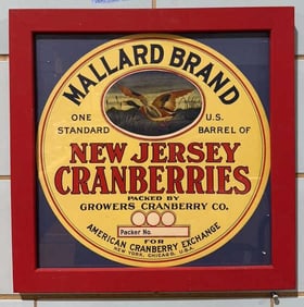 MALLARD BRAND NJ CRANBERRIES FRAMED ADVERTISING