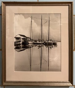 EARLY FRAMED HARBOR SCENE PHOTO