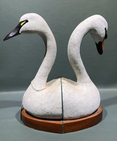 PAIR OF SWAN CARVED BOOKENDS