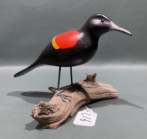 HERB DAISY BLACK BIRD DECOY