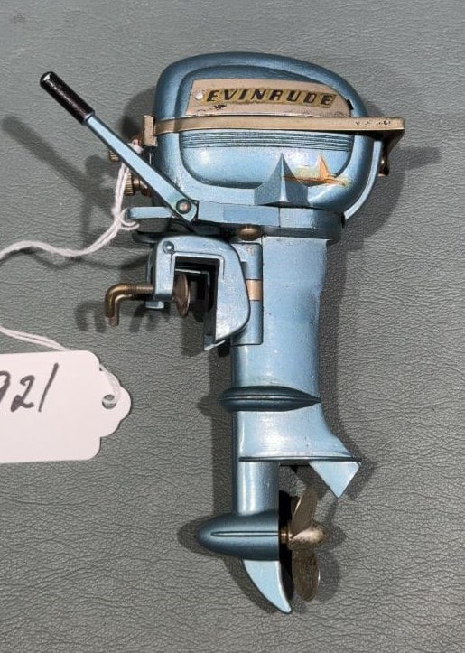 METAL MINIATURE TOY EVENRUDE OUTBOARD MOTOR: ~ 5-1/2" X 3-1/2"