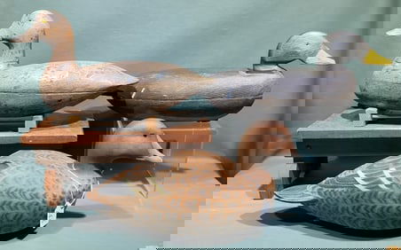 3 VARIOUS DECOYS, 2 HOLLOW