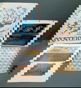 LOT OF OYSTER ADVERTISING PAPER LABELS & SIGN