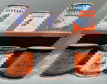 6 VARIOUS OYSTER & CRAB MEAT CANS