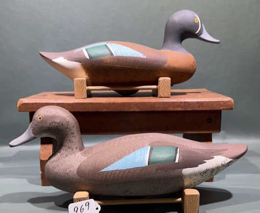 PAIR OF MADISON MITCHELL BLUE-WINGED TEAL 1975: ~ 14-1/2" LONG