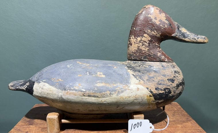 WILL HEVERIN CANVASBACK DECOY: ~ 16" LONG