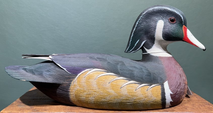 VERN LOCKVIS DECORATIVE DRAKE WOOD DUCK 1987: NEWARK, DE. ~ 13-1/2"