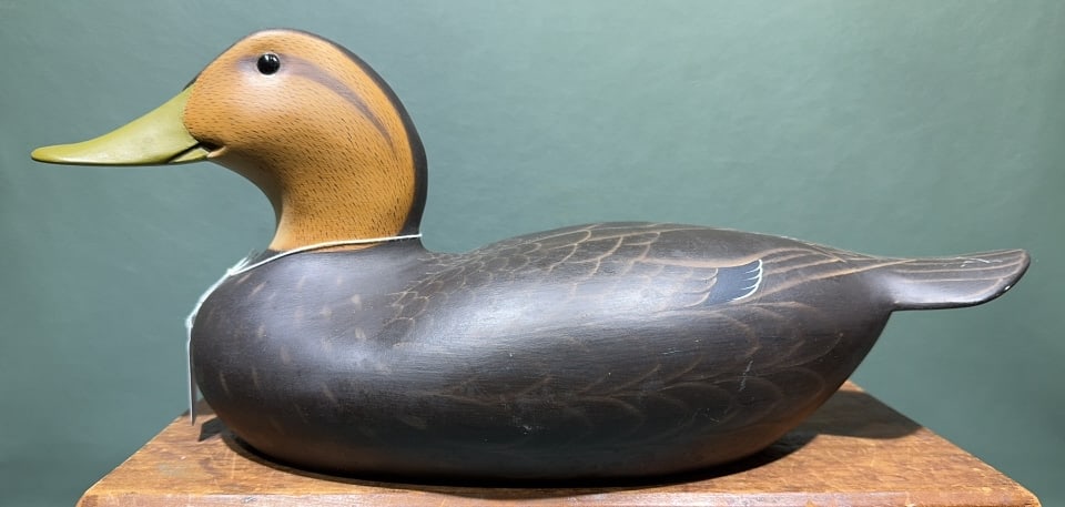 BILL COLLINS DECORATIVE BLACK DUCK DECOY 2007: ~ 16-1/2" LONG