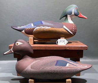 PAIR OF BOB & CHARLES JOBES WOOD DUCKS 1991