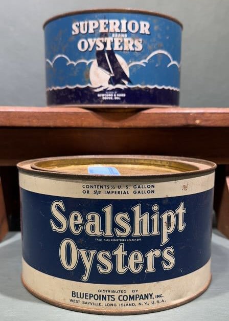 SEALSHIP & SUPERIOR 1/2 GALLON OYSTER CANS: ~