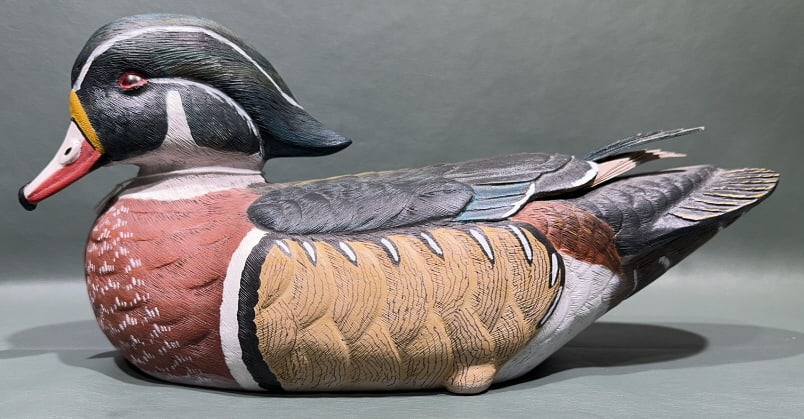 LEROY HANCOCK DECORATIVE WOODDUCK: CHINCOTEAGUE VA ~ 13 1/2" LONG