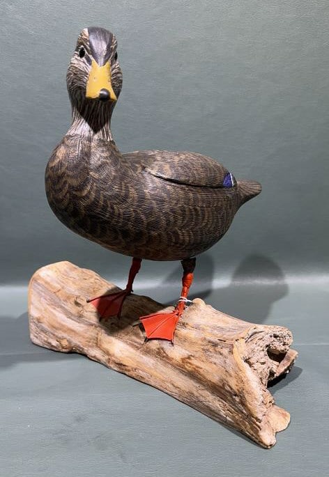 HERB DAISEY STANDING BLACK DUCK: 10" X 9" X 9"