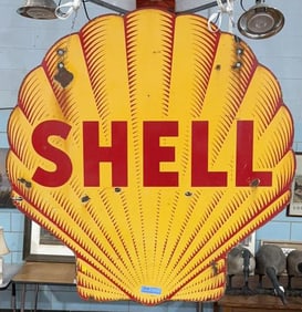 LG VINTAGE "SHELL" PORCELAIN DOUBLE SIDE SIGN