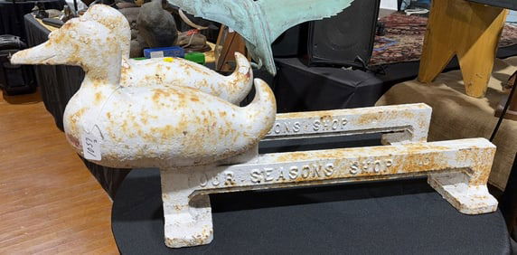 FOUR SEASONS CAST IRON DUCK ANDIRONS