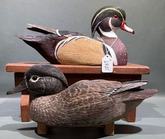 PAIR AL BURK DECORATIVE WOODDUCKSK