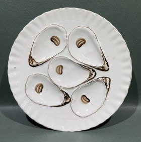 ANTIQUE HAND PAINTED OYSTER PLATE