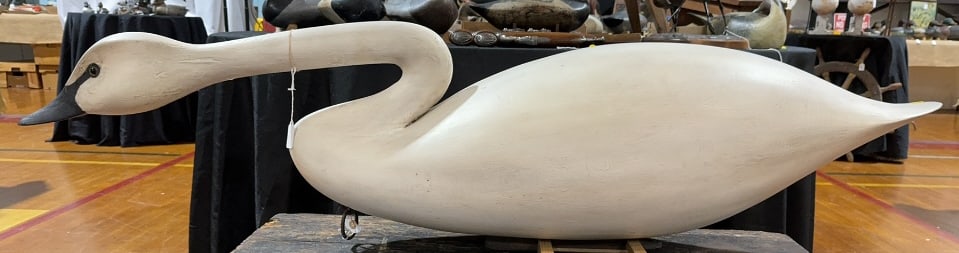 LG FULL SIZE CARVED SWIMMING SWAN: 58" X 14" X 14"
