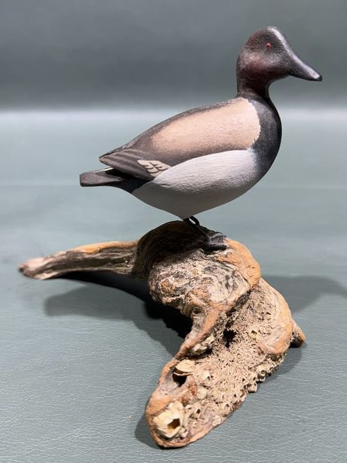 ALLAN SCHAUBER MINI CANVASBACK ON WOOD: 4" X 5"