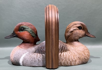 PAIR DUCKS UNLIMITED TEAL BOOKENDS