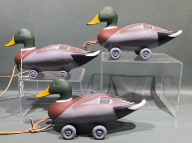 3 CHARLIE JOBES MALLARD PULL TOYS